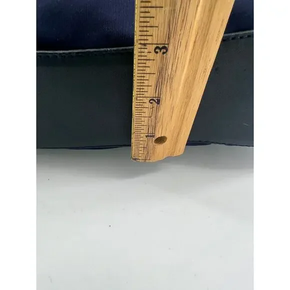 Vintage Coach Navy Blue Tote Bag Stretch Fabric Shoulder Purse Zipper Pockets - Picture 7 of 16